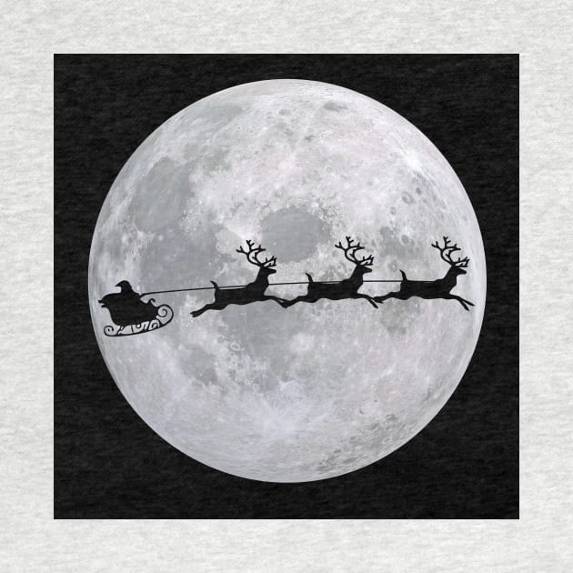 Santa and his sleigh flying across the moon at Christmas time! by mazdesigns